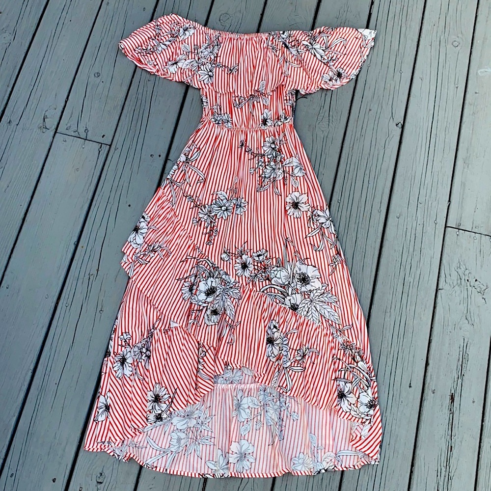 White & Red Striped OTS Boutique Dress